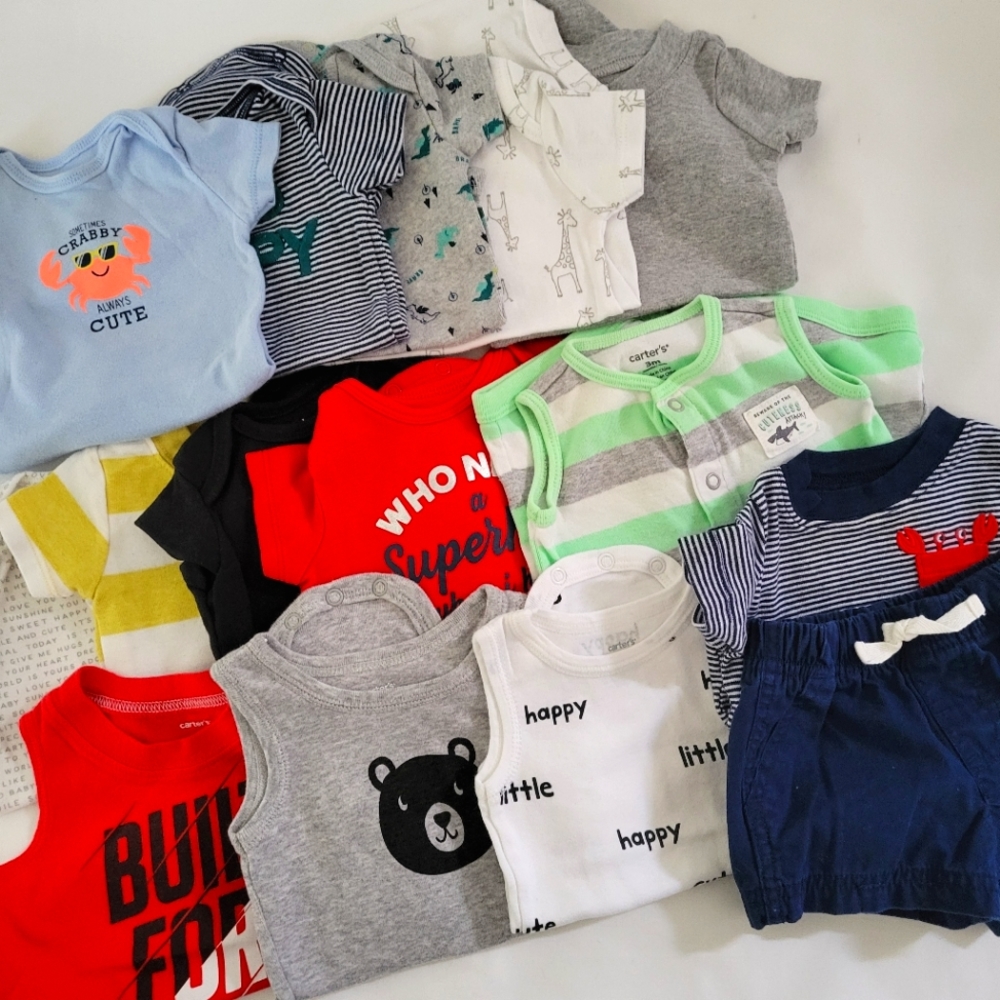 3 Months Boy, 15 pieces Summer Onesie Shorts Romper Bundle - Picture 1 of 7